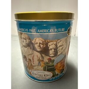 Vintage 1990 Trails End Boy Scouts Popcorn Tin 10th Anniversary Mt Rushmore 12oz